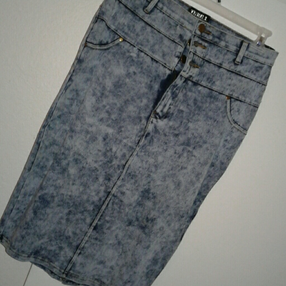 Acid Wash High Waist Skirt